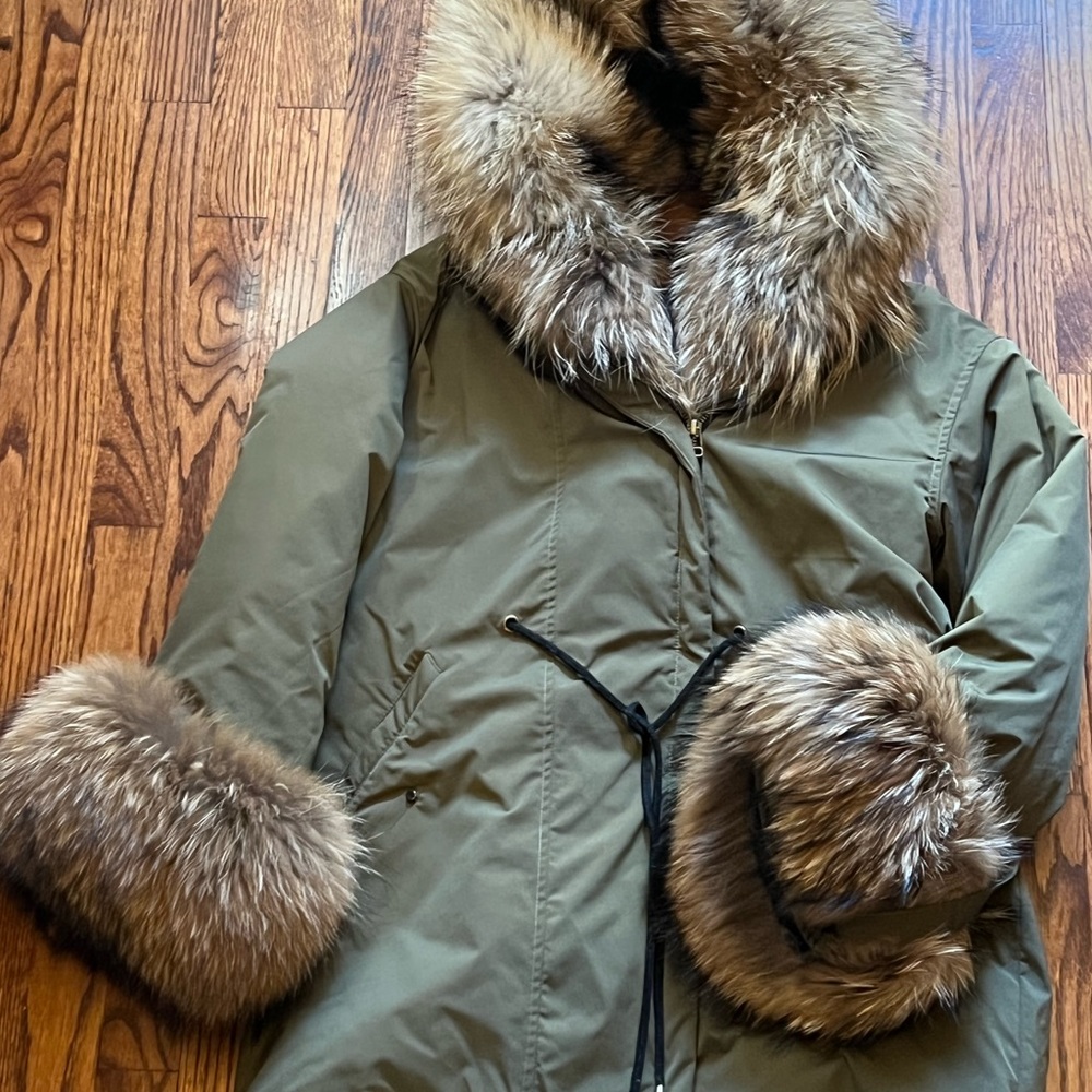 Fur lined Parka Coat size small